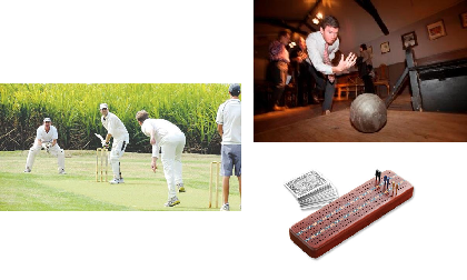 British games : Cricket, skittles and cribbage